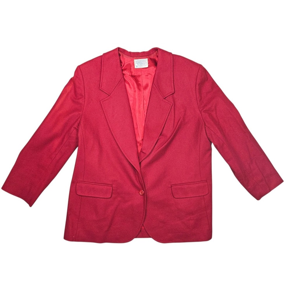 Vintage Pendleton Womens 20W Red Pure Virgin Wool Blazer Jacket USA Made